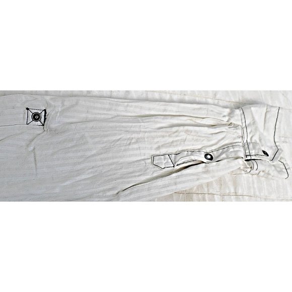 Unbranded Men's Sz M Button Up Collared Shirt Stripped White Gray Light Weight - Picture 3 of 8